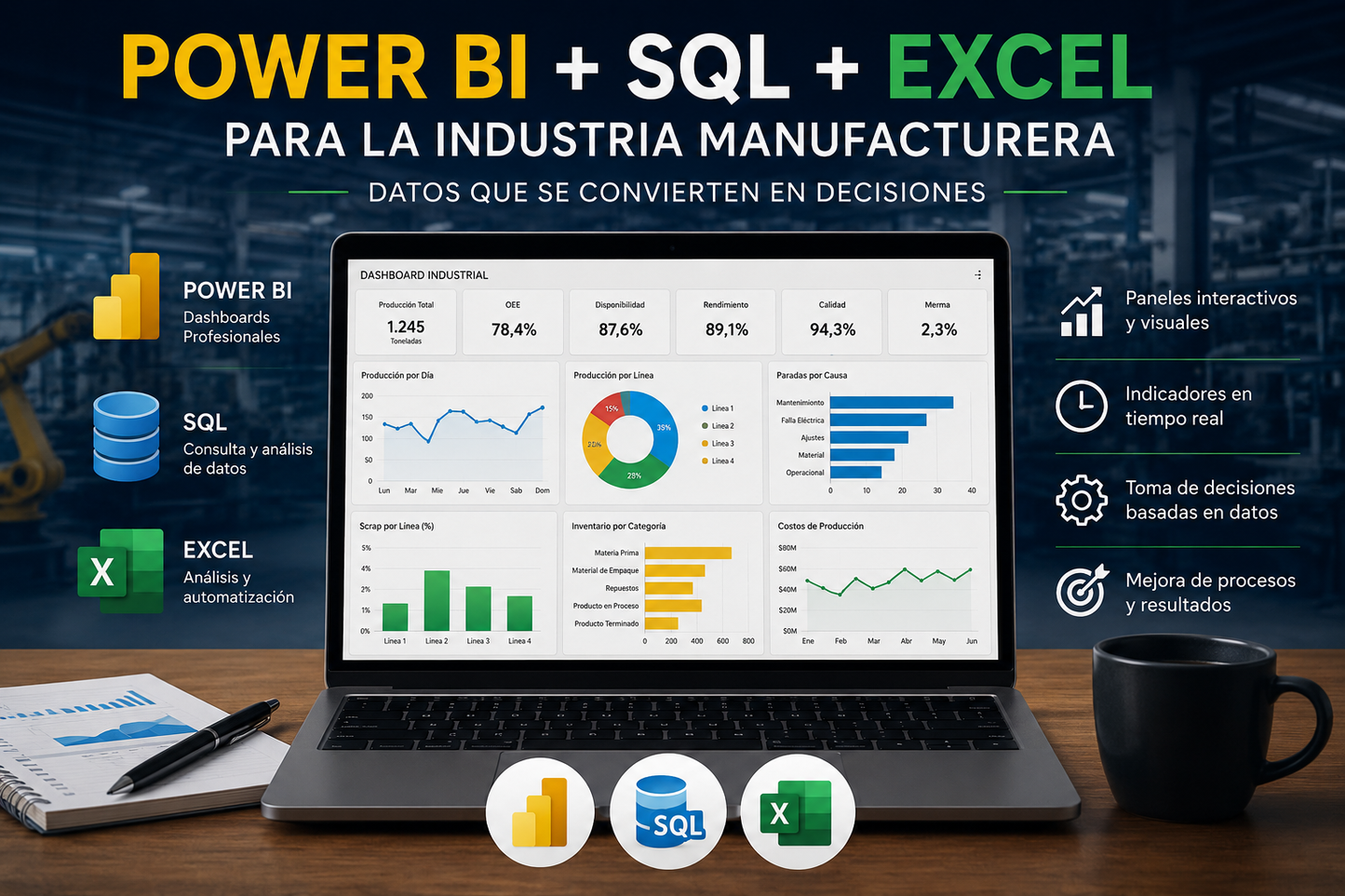 Curso PowerBi +SQL/Excel para Manufactura